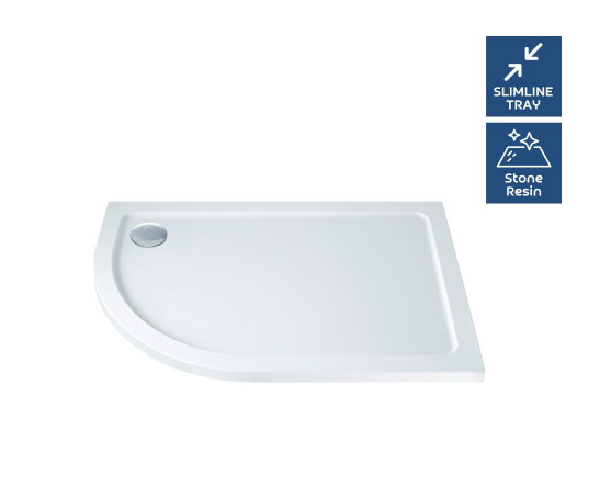 1000mm x 800mm ICEstone Offset Quadrant LH 30mm Shower Tray White